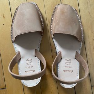 Handmade Leather Sandals Espadrilles in natural